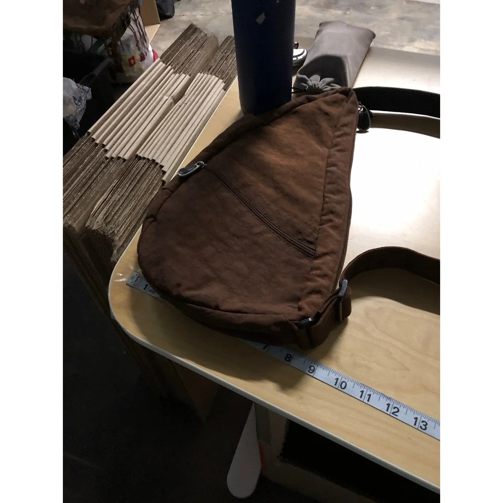 AmeriBag Healthy Back Bag Brown Nylon Sling Teardrop Ergonomic Travel Crossbody